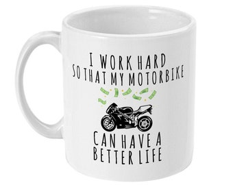 Funny Motorbike Mug, Biker Gift for Him, 11oz Ceramic