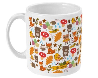 Autumn Critters Ceramic Mug, Fall Decor Coffee Mug