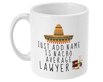 Taza de abogado personalizada, regalo de graduación de la facultad de derecho, abogado promedio