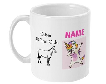 Personalized 40th Birthday Mug, Funny Unicorn Gift for Her