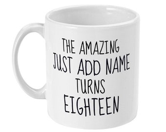 Taza de cerámica personalizada para 18 cumpleaños