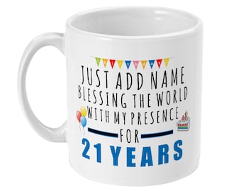 Personalized 21st Birthday Ceramic Mug, Gift for Him