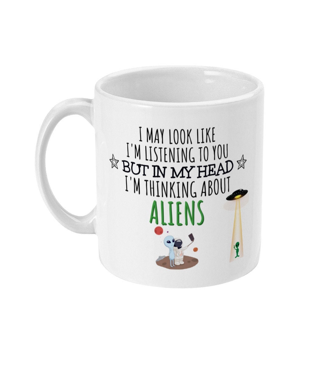 Tazza Alieno LookHUMAN "I'm Outta Here" In Ceramica, 311 Ml, Bianca, Ideale Per Fan Di Fantascienza