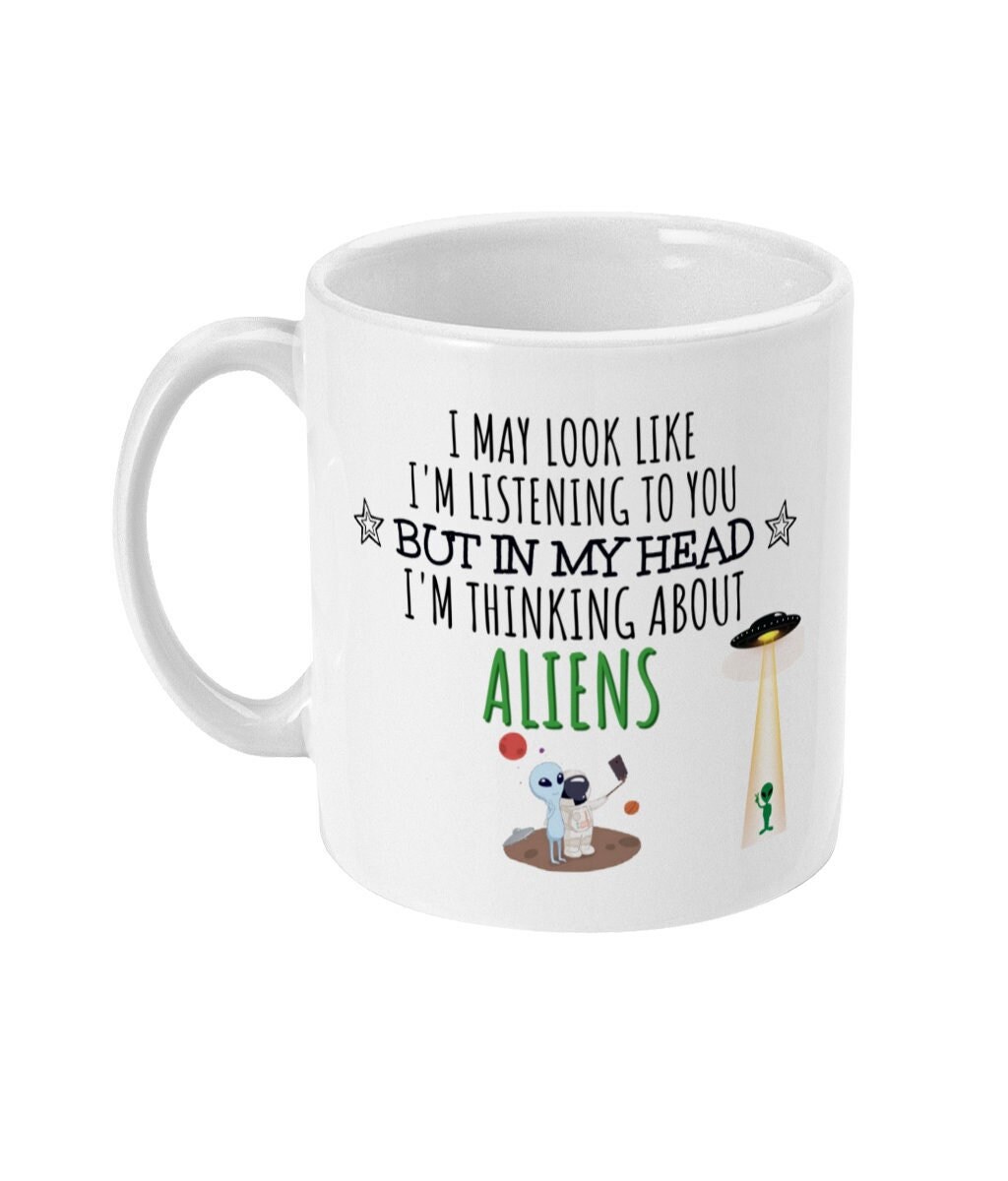 Tazza Alieno LookHUMAN "I'm Outta Here" In Ceramica, 311 Ml, Bianca, Ideale Per Fan Di Fantascienza