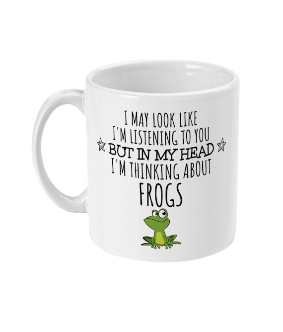 Funny Frog Lover Mug, "thinking About Frogs", Ceramic Coffee Cup - Etsy