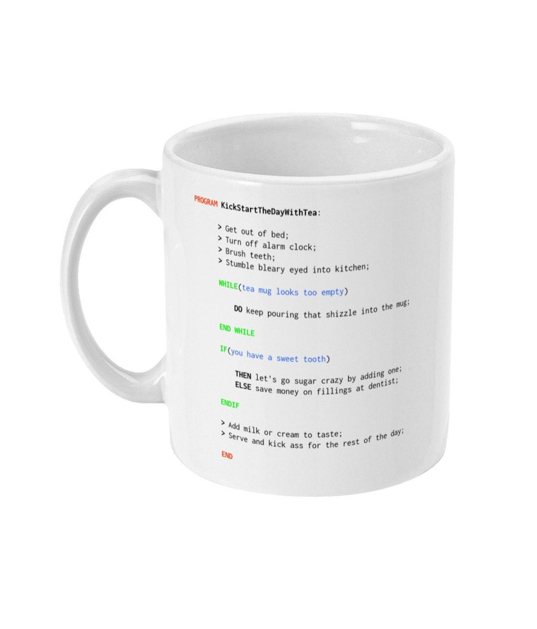Tea Code, Make Tea Computer Programmer Mug, Coder Gift, Coding, Nerd, Geek, Funny Coffee