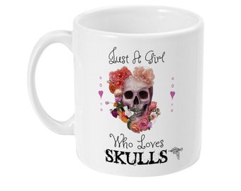 Tazza Personalizzata Teschio Di Zucchero Floreale - Regalo Originale Per Donne, Festa Della Mamma, Compleanno, San Valentino E Amanti Del Gotico - 311g O 425g