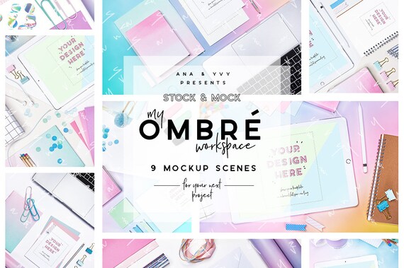 Ombré Mockup Rainbow Gradient Unicorn Stationery Woth Apple Ombré Mockup Rainbow Gradient Unicorn Stationery Woth Apple