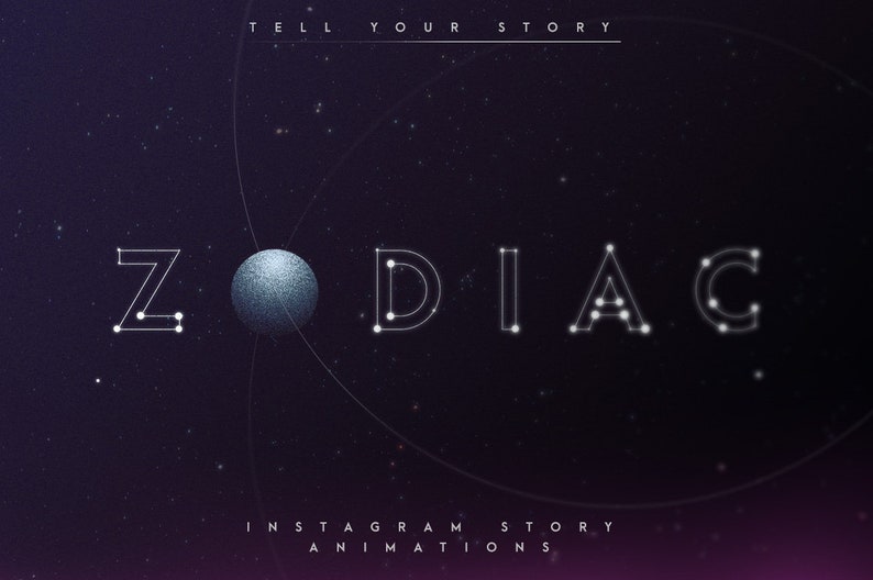 \u00a0Galaxy and twinkling star constellation \u00a0animated Star Signs and Lunar Phases for Instagram Feed and Instagram Stories ZODIAC