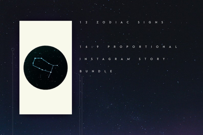 \u00a0Galaxy and twinkling star constellation \u00a0animated Star Signs and Lunar Phases for Instagram Feed and Instagram Stories ZODIAC