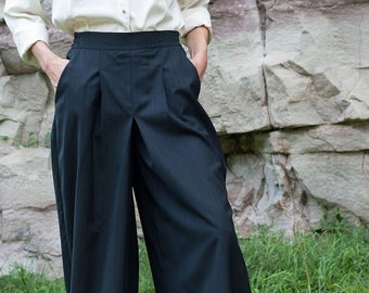 Woman Wide Leg Pants Women’s 1930’s Style Pants Blue Black Loose Trousers Hippie Maxi Pants Cotton Pants Pockets Plus Size Casual Baggy Pant
