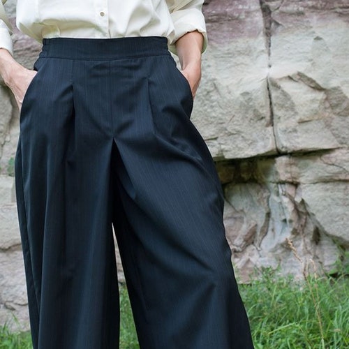 Woman Wide Leg Pants Women’s 1930’s Style Pants Blue Black Loose Trousers Hippie Maxi Pants Cotton Pants Pockets Plus Size Casual Baggy Pant