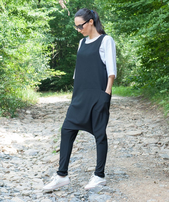 black drop crotch jumpsuit