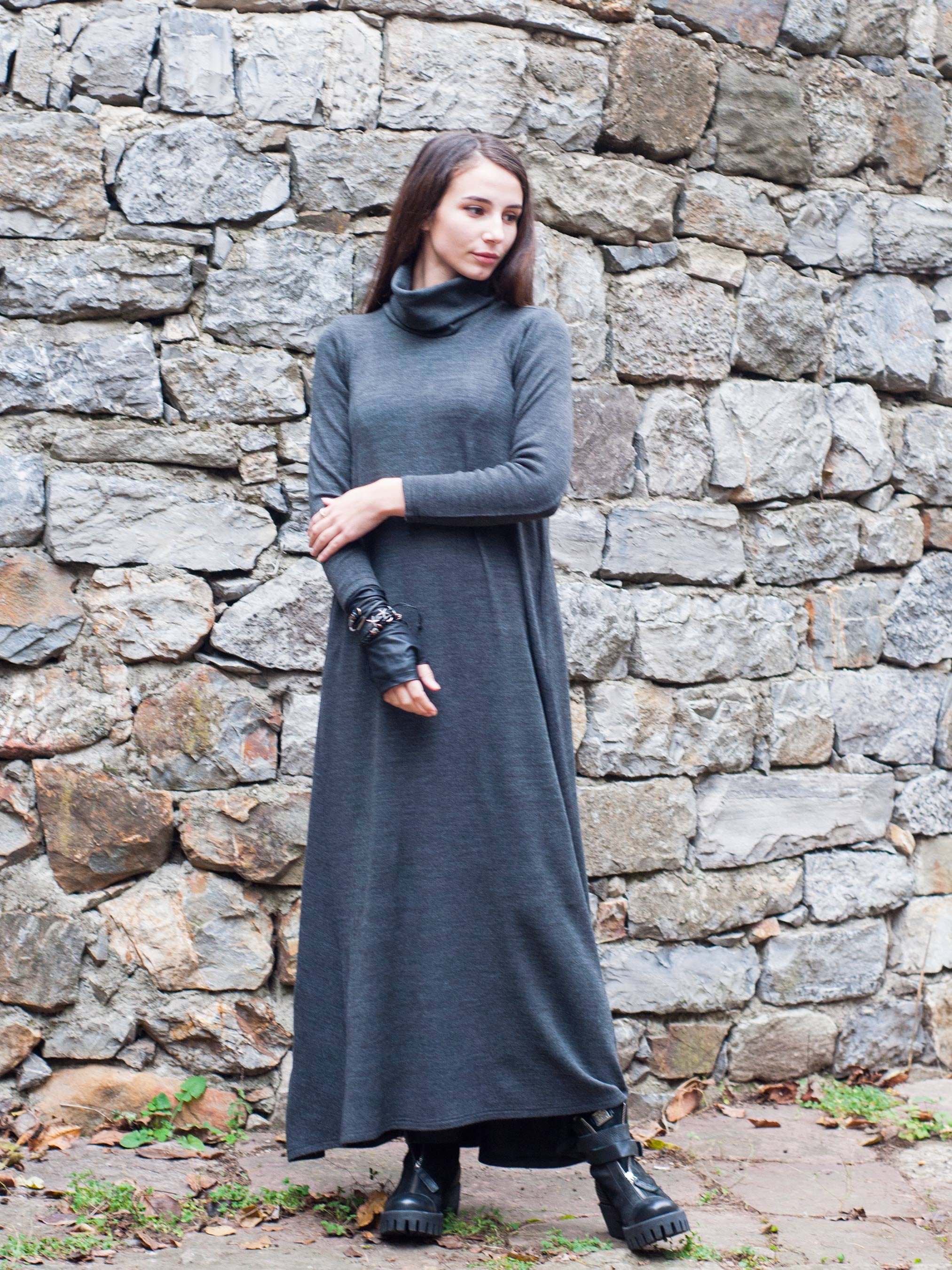 Buy Knit Sweater Dress Winter Long Maxi Dress Women Dress Grey Online in  India - Etsy