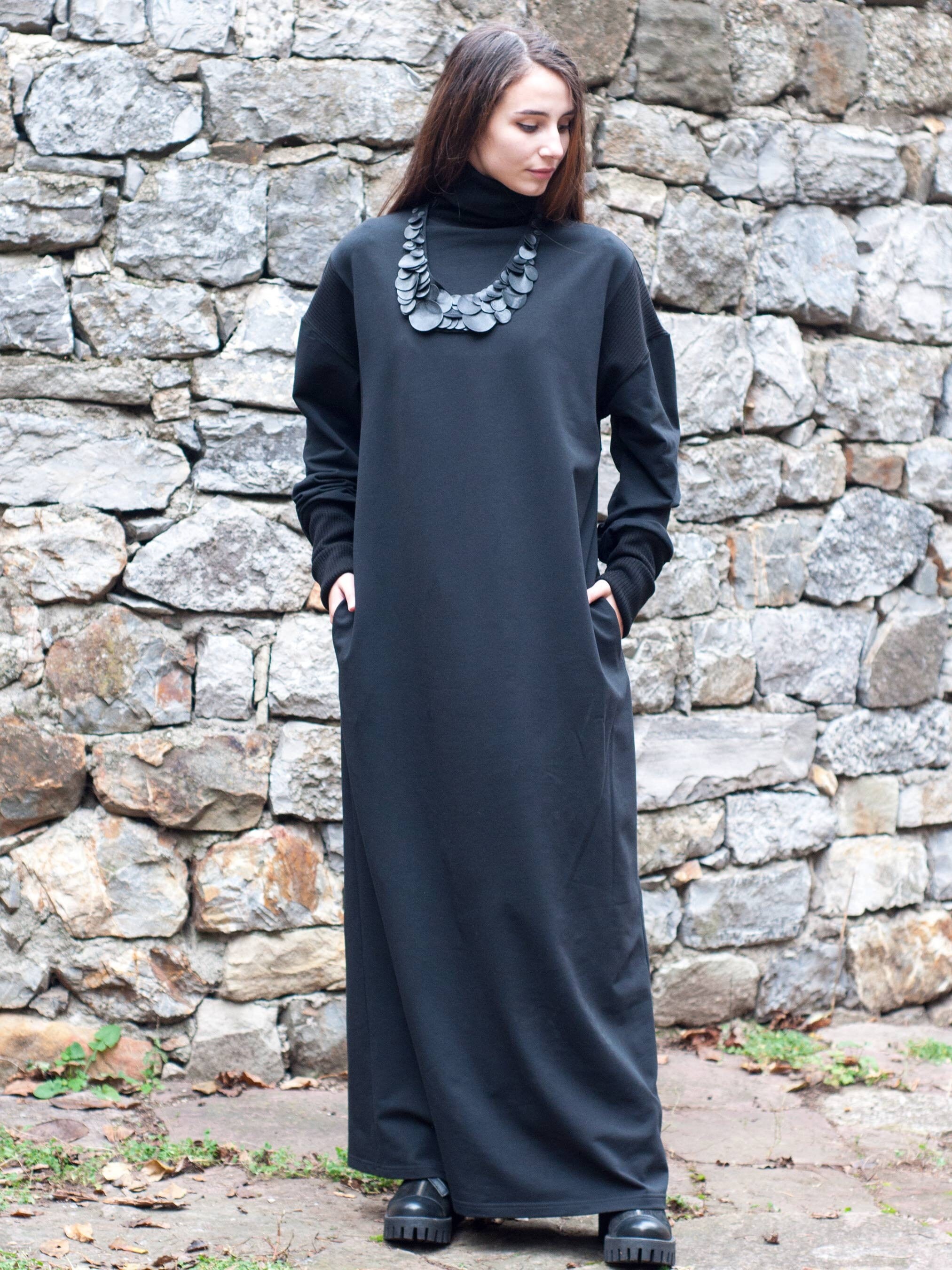 Daredress Knit Sweater Dress Winter Long Maxi Dress Women Dress Black Dress Sweater Dress Wool Dress Long Sleeve Dress Winter Dress Knitted Dress