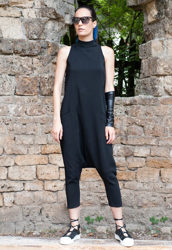 black drop crotch jumpsuit