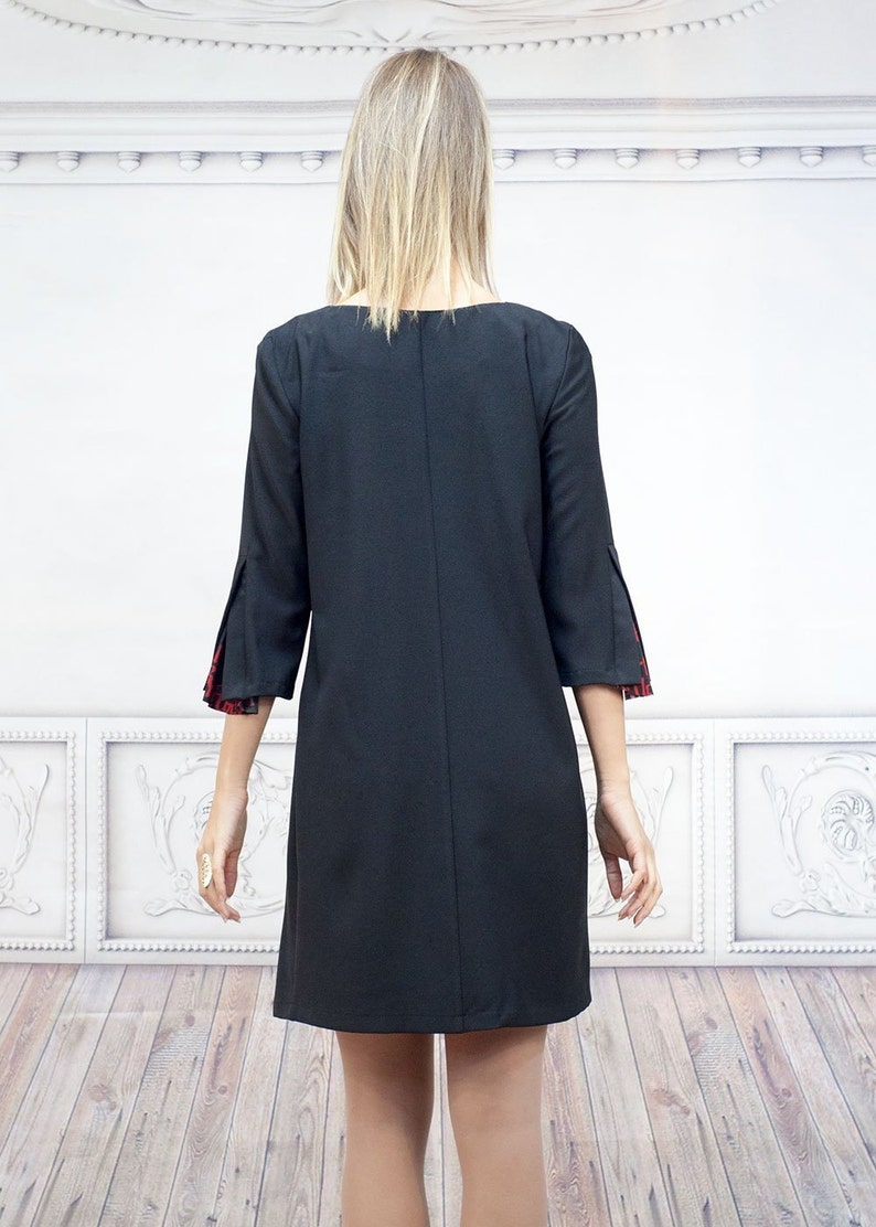 Black Kaftan Dress Loose Fit Formal Dress 3/4 Sleeves Red Boho | Etsy