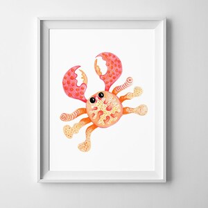 Cute baby crab printable wall art Child drawing print for nursery Sea creatures poster Digital print instant download