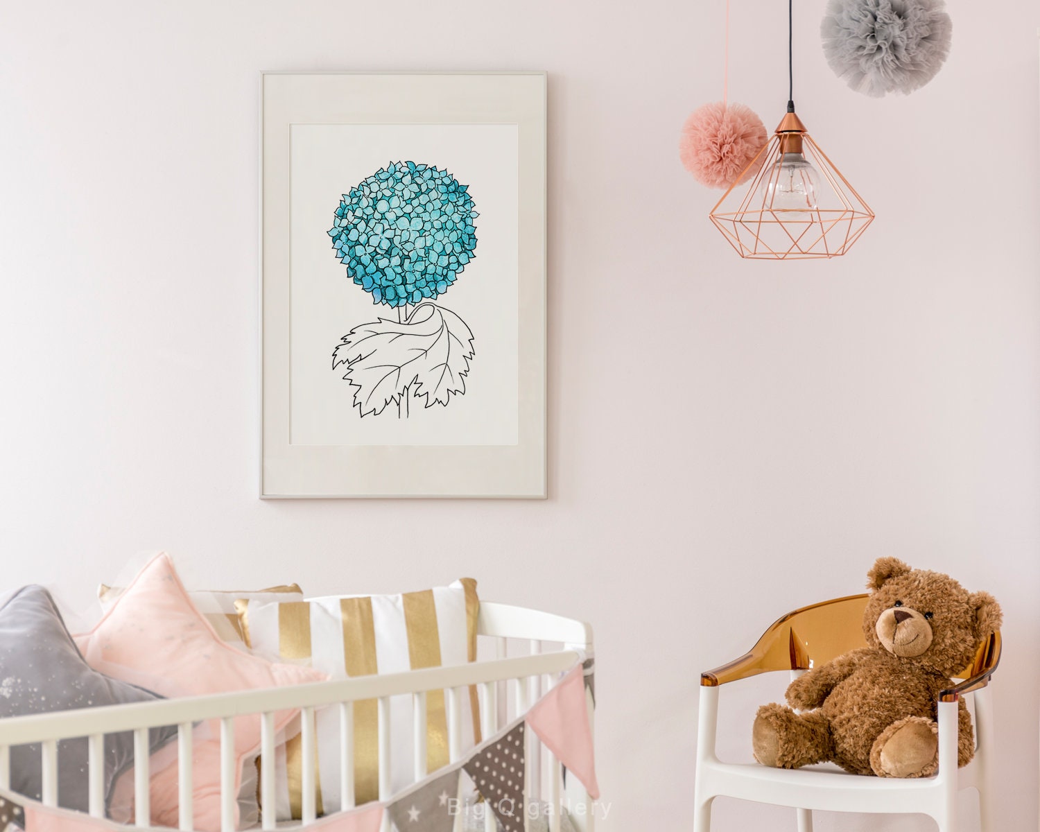 Blue Hydrangea Printable Wall Art Botanical Watercolor Flower - Etsy