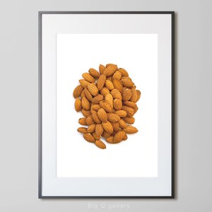 Almond nuts photo Printable wall art Healthy food print for kitchen Digital print instant download