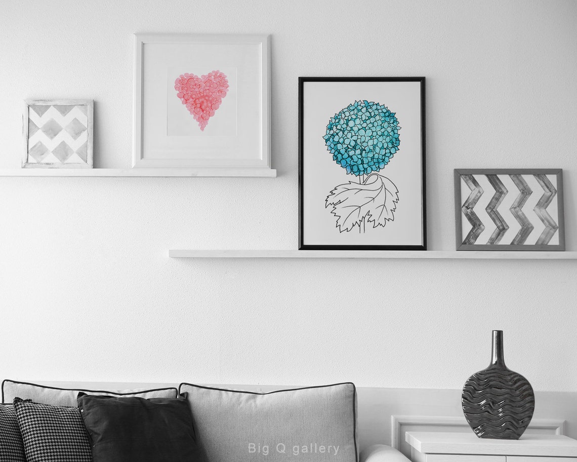 Blue Hydrangea Printable Wall Art Botanical Watercolor Flower - Etsy