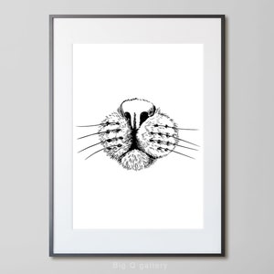 Cat Nose Printable Wall Art Black and White Cat Sketch Print Drawn Cats ...