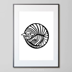 Cat minimalist graphic Printable wall art Black and white Cute Cat drawing Drawn animal kitten Digital print instant download
