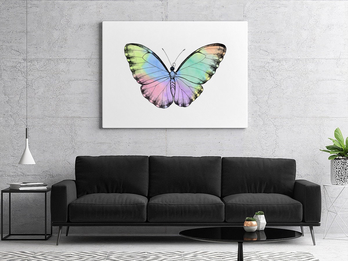 Butterfly Printable Wall Art Watercolor Butterfly Print Drawn Insect ...