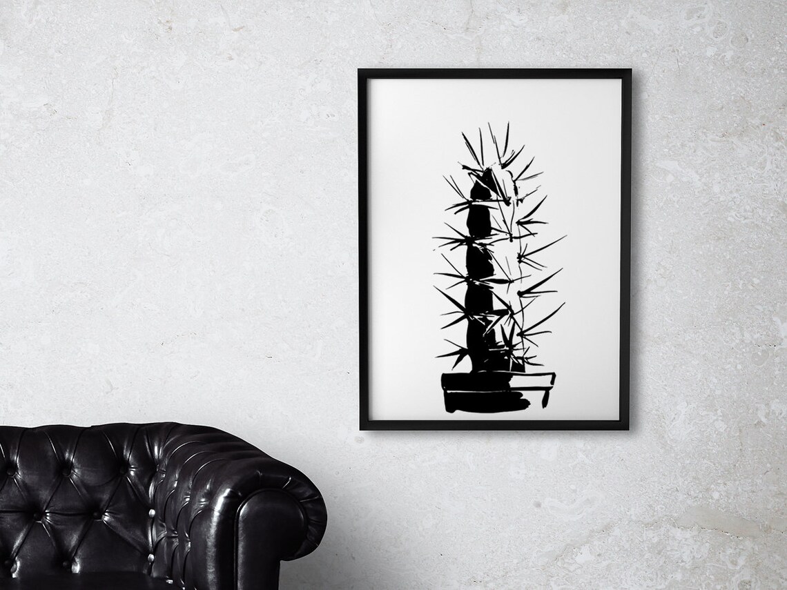 Cactus Printable Wall Art Black and White Print Graphic Art Poster ...