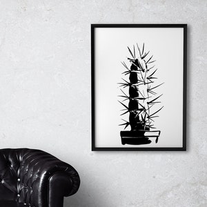 Cactus Printable Wall Art Black and White Print Graphic Art Poster ...