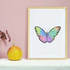 Butterfly Printable Wall Art Watercolor Butterfly Print Drawn Insect ...