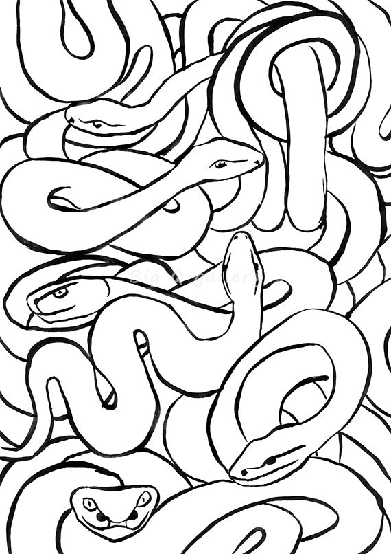 Snake Pattern Printable Wall Art Black and White Minimalist - Etsy