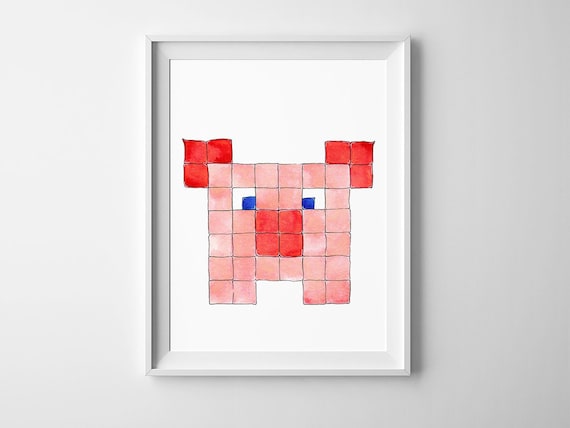 Cute Pink Piggy Nursery Drawing Printable Wall Art Hand Drawn Etsy