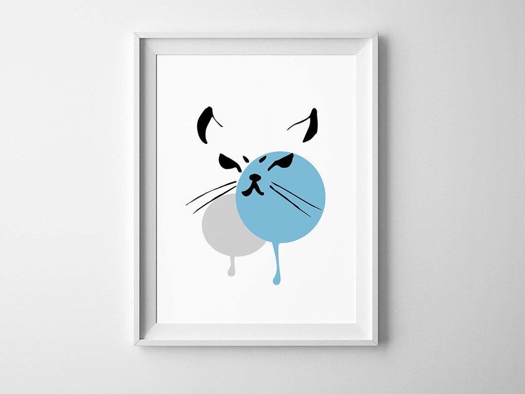 Modern Nursery Printable Wall Art Abstract Animal Print Cute Cat ...
