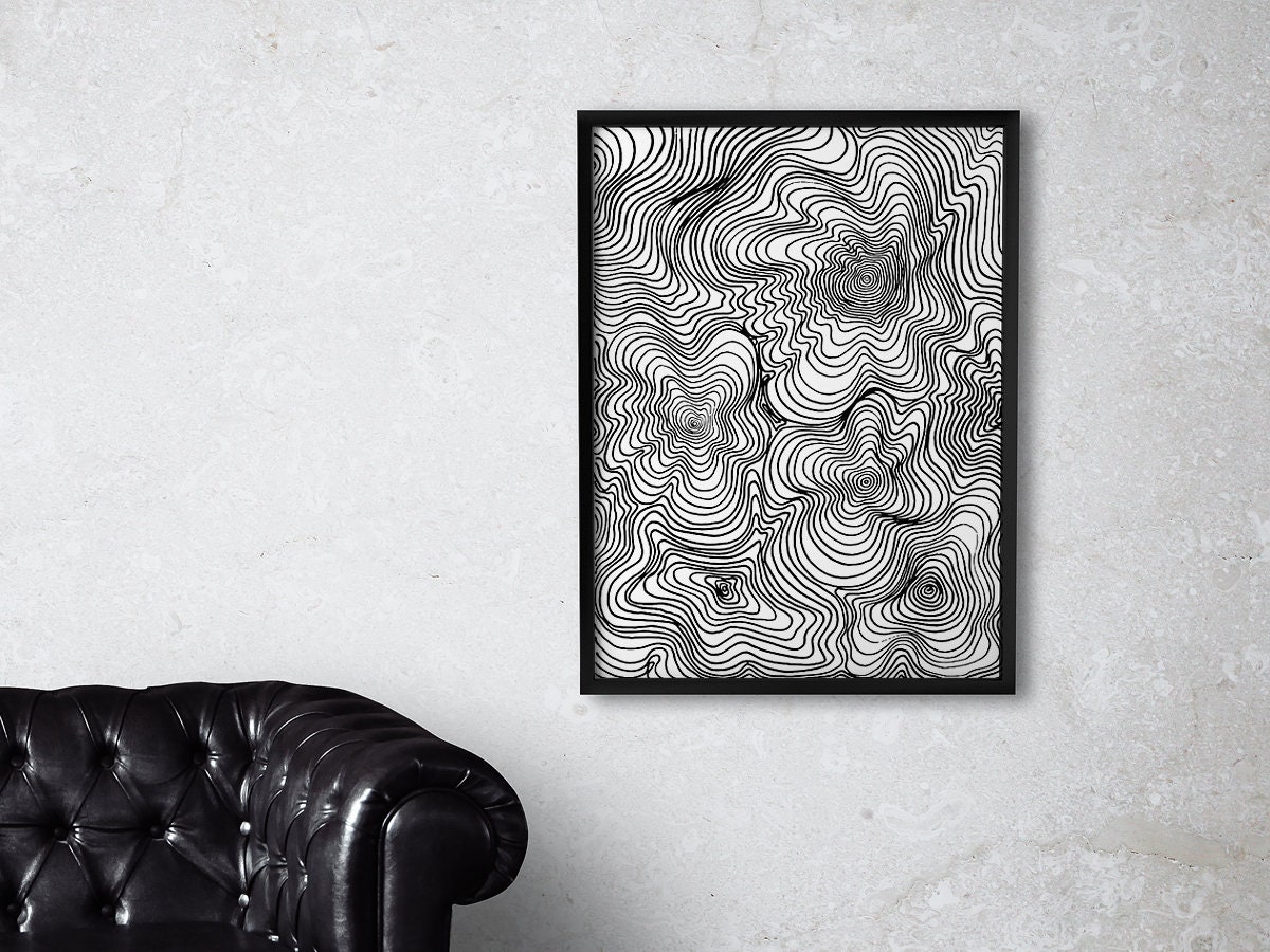 Abstract Black and White Printable Wall Art Waves Graphic - Etsy