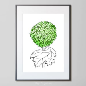 Green Hydrangea Printable Wall Art Watercolor Flower Minimalist Modern ...