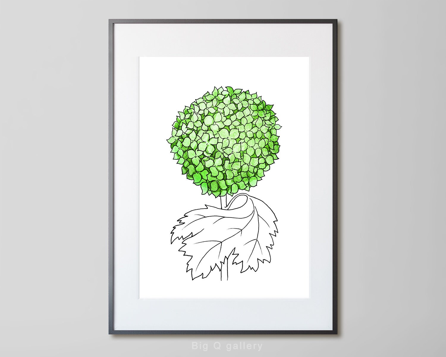 Green Hydrangea Printable Wall Art Watercolor Flower Minimalist Modern ...