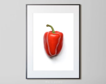 Bell Pepper photo Printable wall art Healthy food print for kitchen Red Vegetable poster Digital print instant download