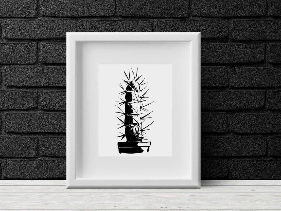 Cactus Printable Wall Art Black and White Print Graphic Art Poster ...
