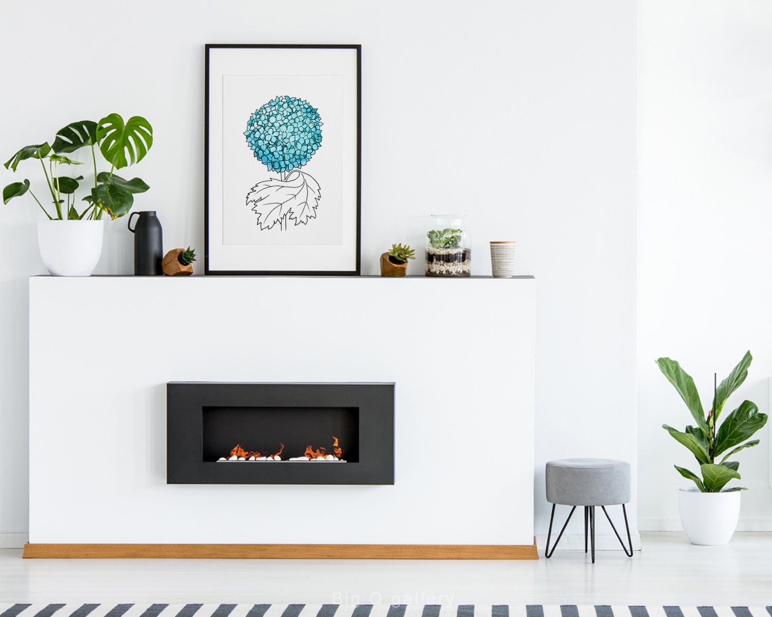 Blue Hydrangea Printable Wall Art Botanical Watercolor Flower - Etsy