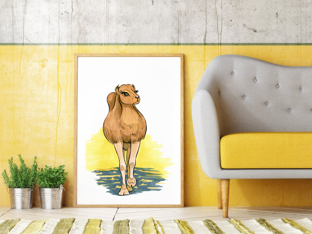 Cute Camel Printable Wall Art Baby Girl Camel Print for Nursery Drawn ...