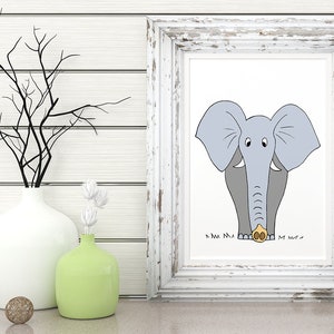 Elephant Nursery Printable Wall Art Cute Elephant Poster Cartoon Animal ...