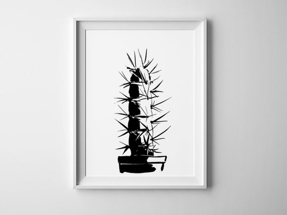 Cactus Printable Wall Art Black and White Print Graphic Art | Etsy