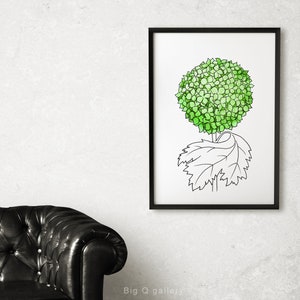 Green Hydrangea Printable Wall Art Watercolor Flower Minimalist Modern ...