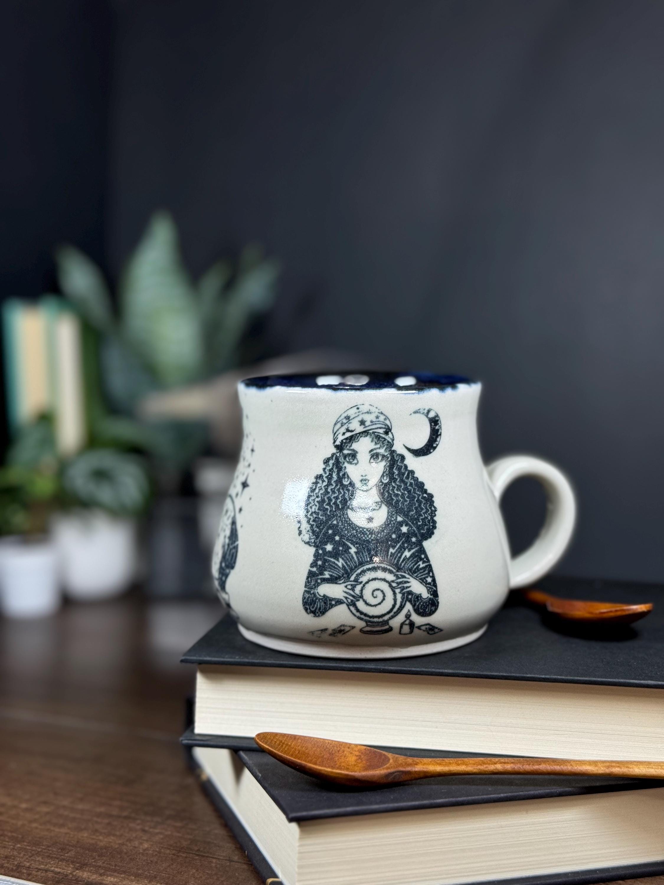 Seer - Hand Thrown Porcelain Ceramic Mug - Fortune - Witchy Pottery