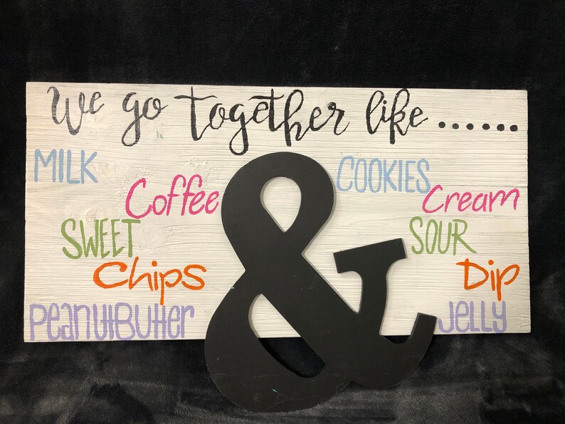 Painted Wooden Sign Pairs Together Romantic