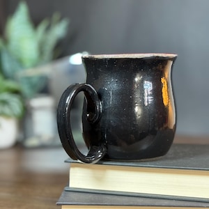 Black and Maroon - Hand Thrown Stoneware Ceramic Mug - Pottery