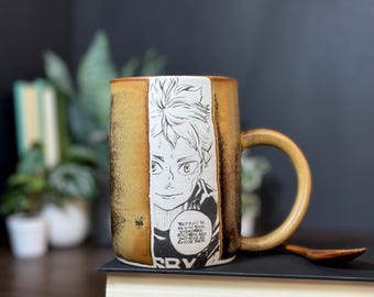 Volleyball Anime - Hand Thrown Porcelain Ceramic Mug - Pottery