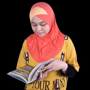 Mu Lan Legend Handmade Comfy Princess Nur Hijab Kids Girl Instant Cotton Slip on Scarf Orange