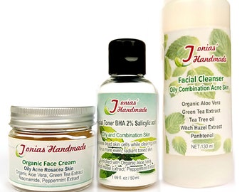 Skincare kit for Oily Acne Prone Skin, Cleanser, Toner, Moisturizer